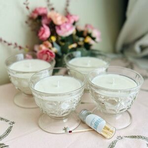 Spring Blossoms Set of 4 Vintage Federal Windsor Sherbet Hand Crafted Candles